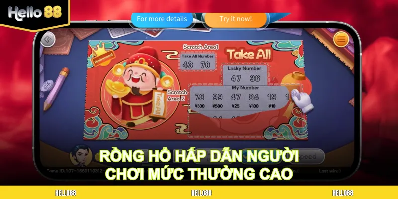 Rồng Hổ hấp dẫn người chơi mức thưởng cao
